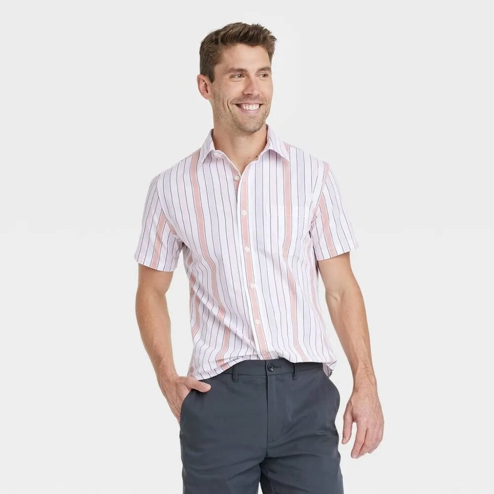 Goodfellow & Co Men's Slim Fit Button-Down Shirt in Pastel Stripes